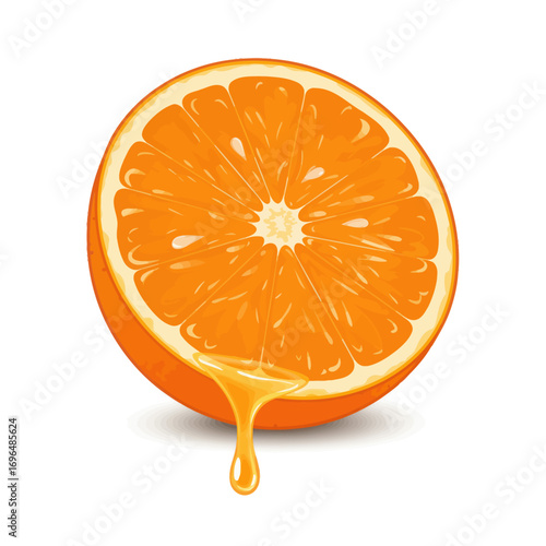 Vibrant Orange Slice with Dripping Juice A Refreshing Digital Illustration