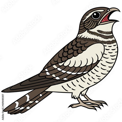 Illustration of a bird with open beak