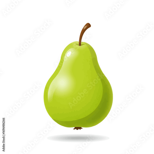 Isolated glossy green pear illustration, a symbol of fresh organic fruit and healthy eating concepts