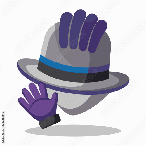 trendy hat with gloves-mockup