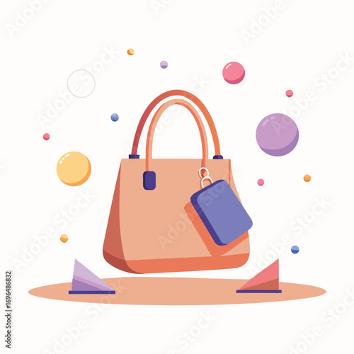 stylish handbag with fashion accessories-mockup