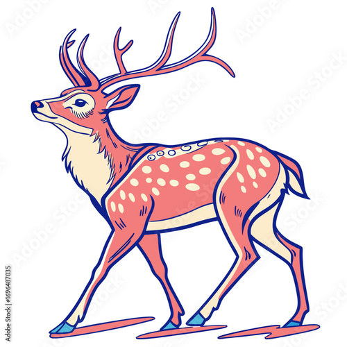 Stylized illustration of a deer with antlers