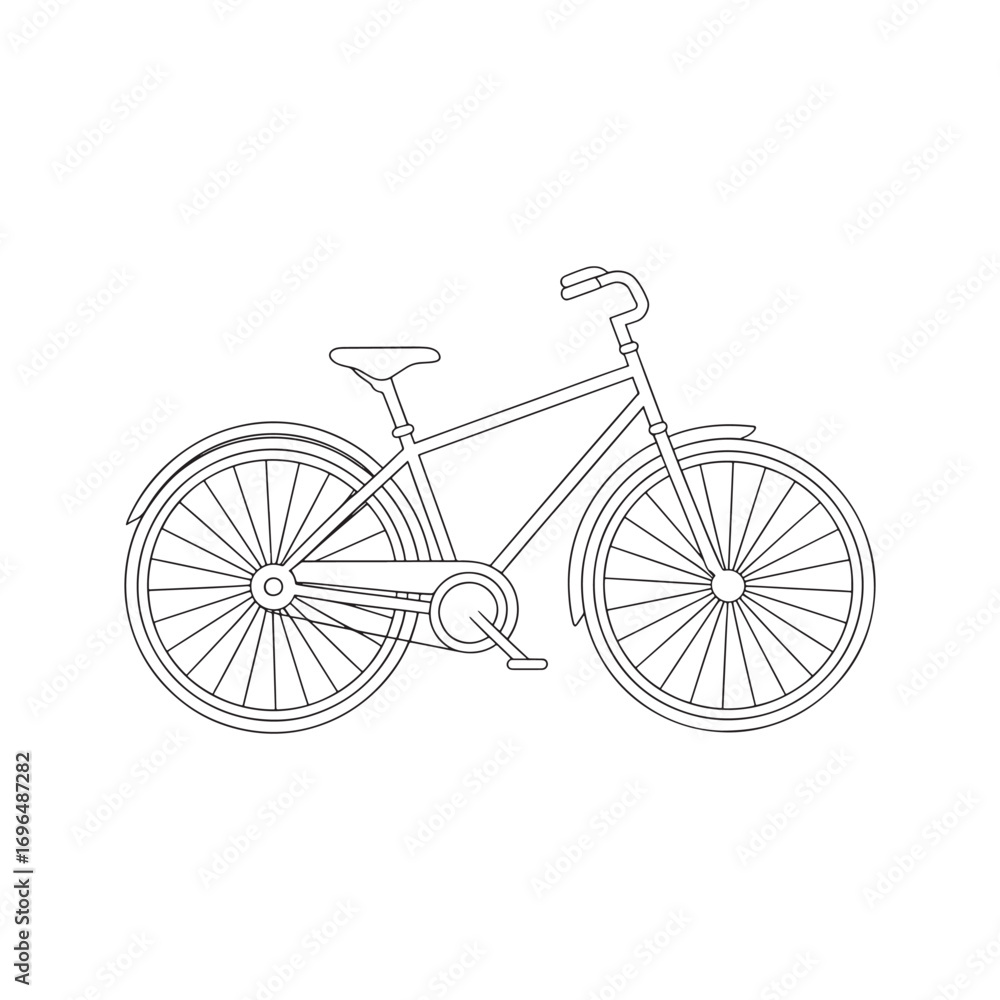 Fototapeta premium Detailed Line Drawing of a Classic Bicycle Illustrating Sustainable Transportation and Urban Lifestyle with Meticulous Outlines