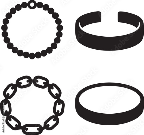 A set of metal chain bracelets