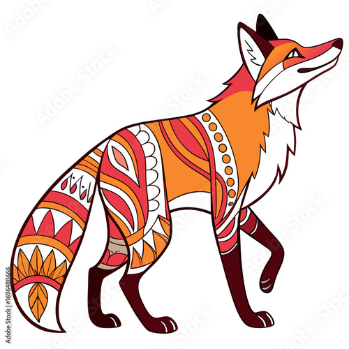 Stylized fox with intricate patterns