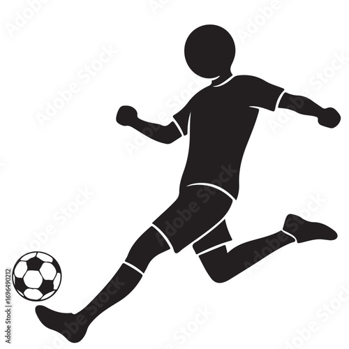 Soccer Player Silhouette Kicking Ball