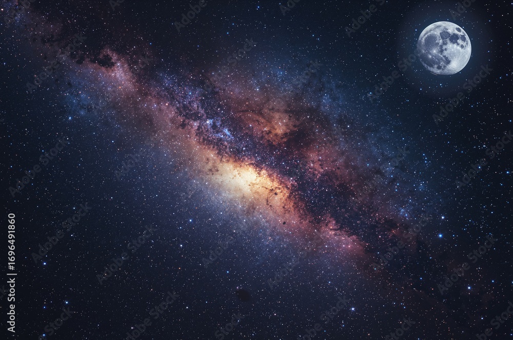 Obraz premium Star-filled night sky with a cosmic galaxy backdrop