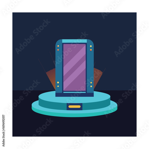 Futuristic Portal Or Gateway On A Pedestal door screen