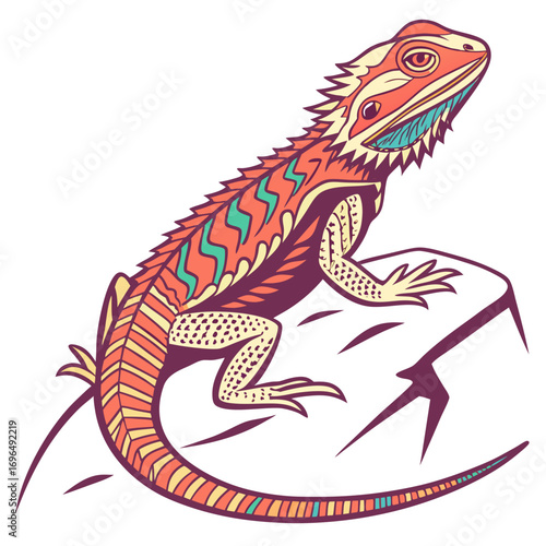Colorful bearded dragon lizard illustration