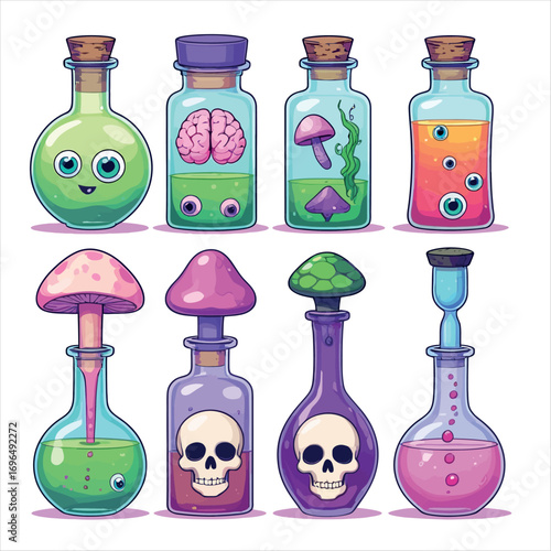 Vector art of set of potion bottles