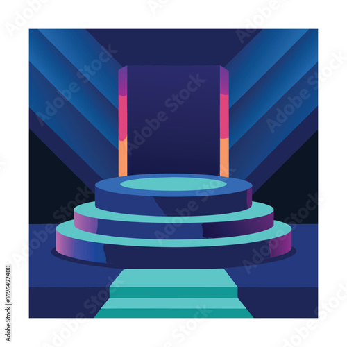 Futuristic Stage with Spotlight and Podium Keywords: stage, podium, spotlight, futuristic