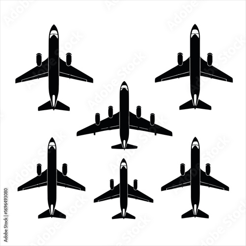 Vector art of black airplane illustration
