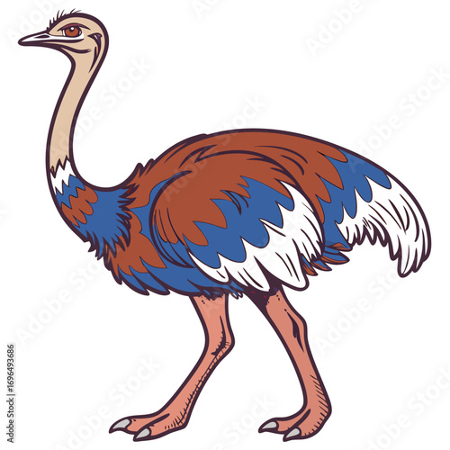 Cartoon illustration of an ostrich bird