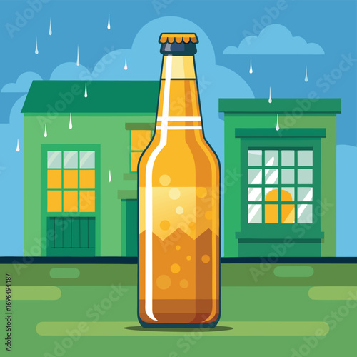 beer bottle on a wooden table