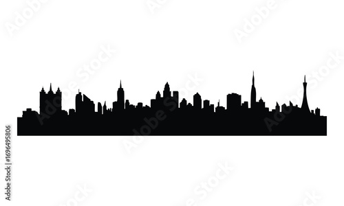 Dynamic City Skyline Silhouette - Urban Landscape Vector Illustration