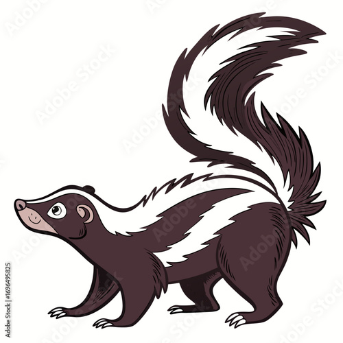 Cartoon skunk with black and white fur