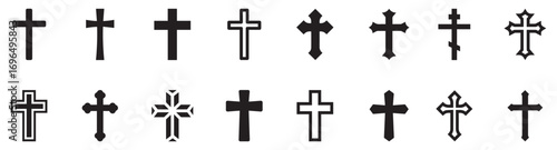 Christian cross icon collection. Religious cross icon. Vector illustration. EPS 10	
