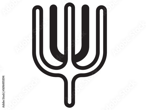 Farming Manure Fork Symbol in Stylish Outline Vector Illustration