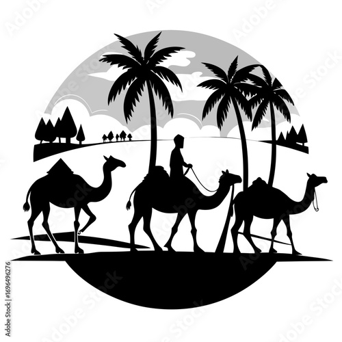 Camel Caravan Silhouette Vector