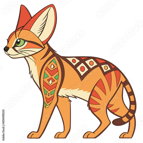 Stylized fennec fox with tribal patterns