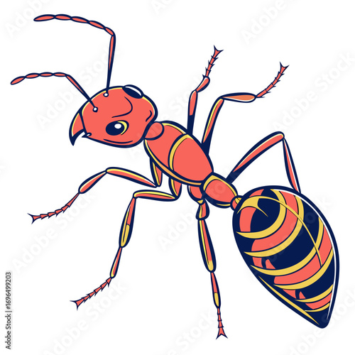 Stylized red ant illustration
