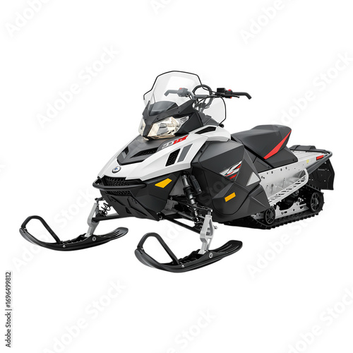 Arctic Cat Snowmobile White and Gray Snow Machine isolated on transparent background