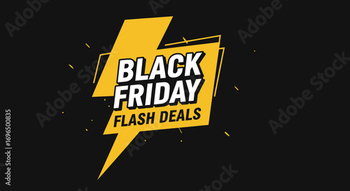 Dynamic Black Friday promotional graphic highlighting flash deals and savings with striking