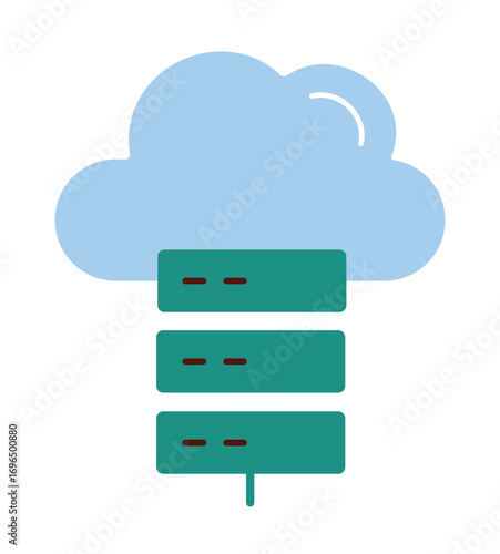 Flat Design Cloud Server Icon for Web Hosting and Data Storage