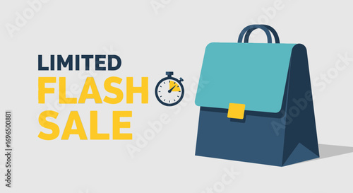 Limited Time Flash Sale Promotion Featuring a Stylish Business Briefcase Illustration