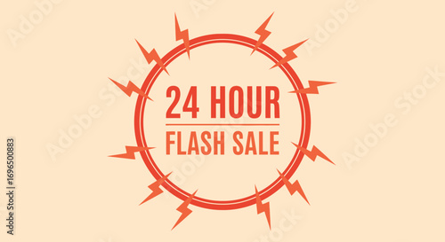 Limited Time 24 Hour Flash Sale Promotion with Electric Shock Visuals and Bold Circular Design for
