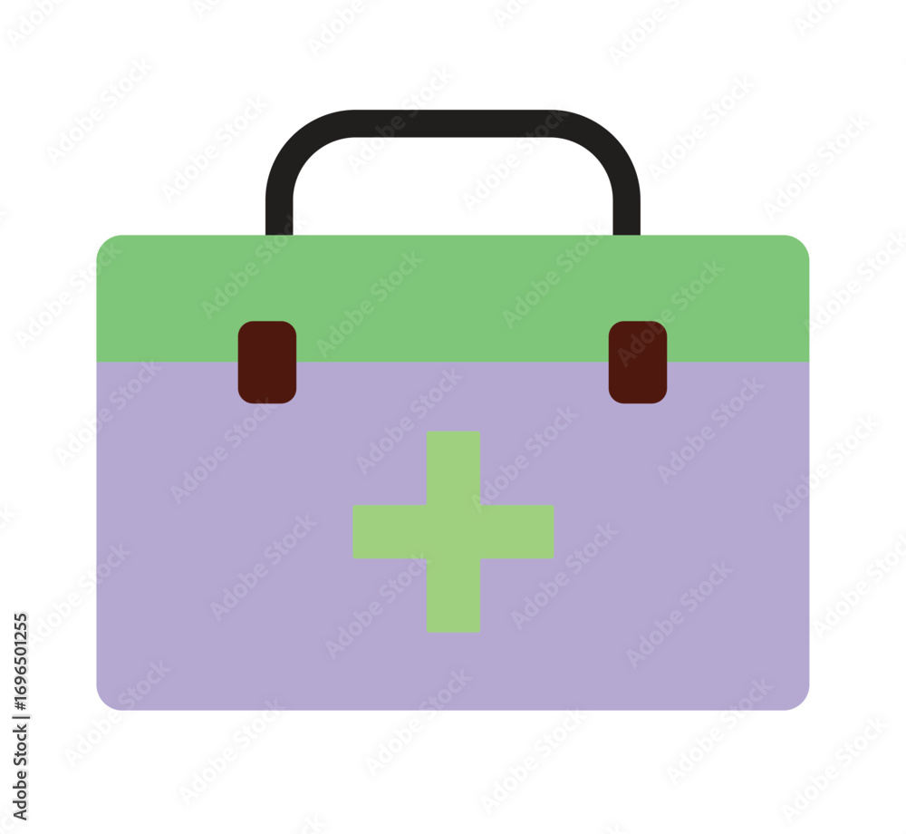 Obraz premium Colorful Flat Design First Aid Kit Icon for Medical Emergencies