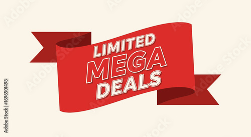 Bold Red Banner Advertising Limited Time Mega Discount Sales Promotion