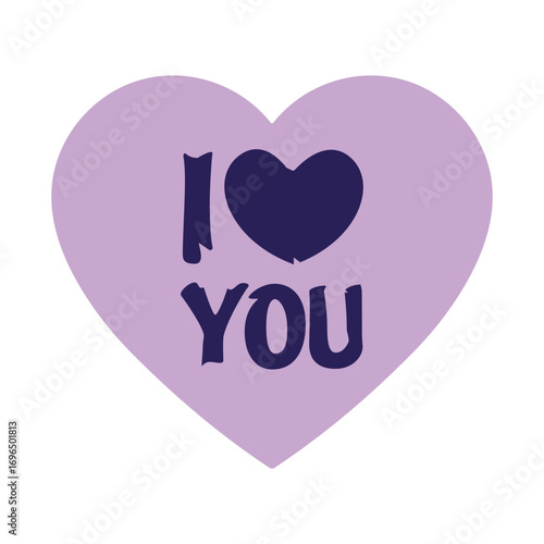 "I Love You" Message in a Purple Heart Vector Illustration