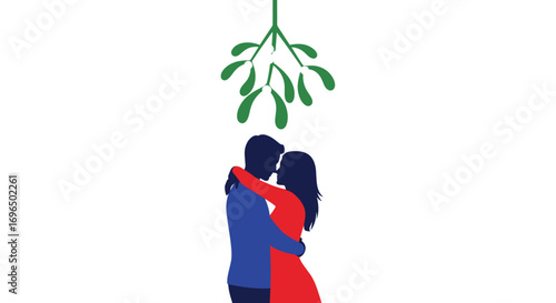 A romantic christmas kiss beneath the mistletoe traditional holiday celebration of love and affection