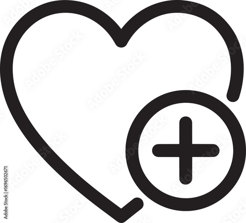 Add to favorites icon in minimalist black and white design representing love and inclusion