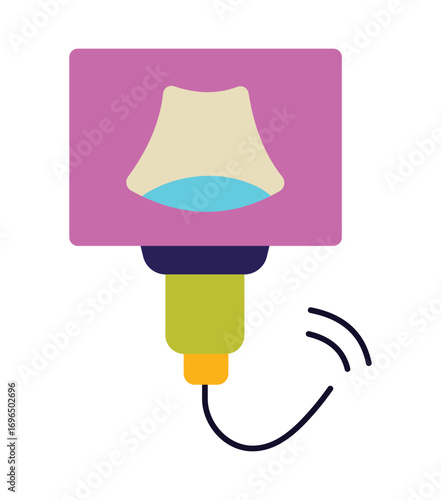 Colorful Flat Design Ultrasound Probe Icon for Medical Imaging