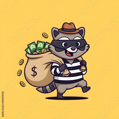 Raccoon Thief with Money Bag