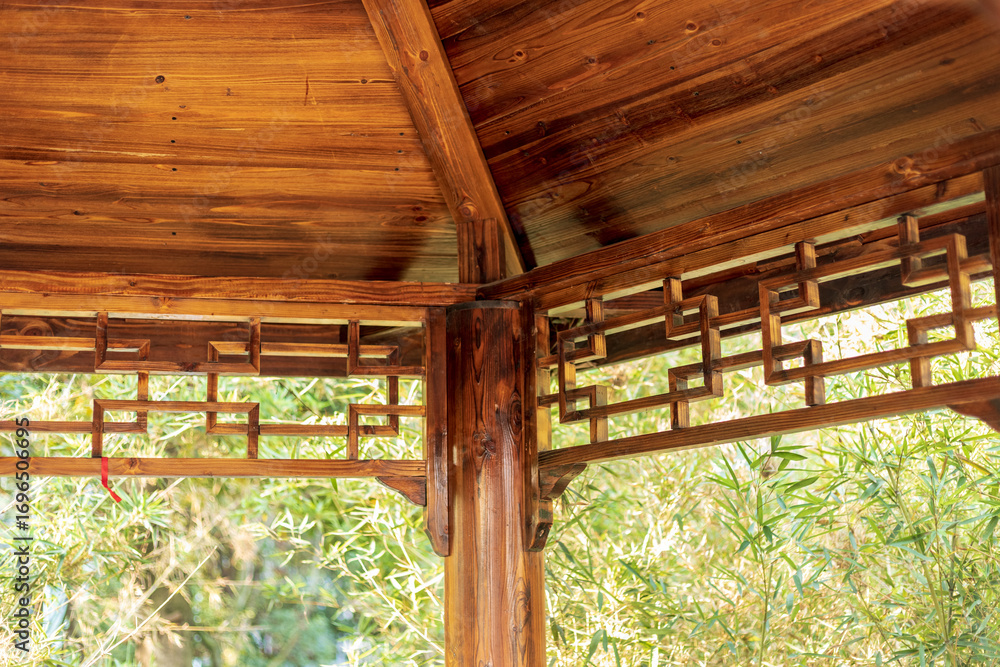 Fototapeta premium Ancient-style wooden pavilion architecture