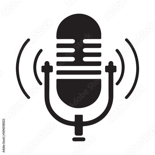 Active Studio Microphone with Sound Waves
