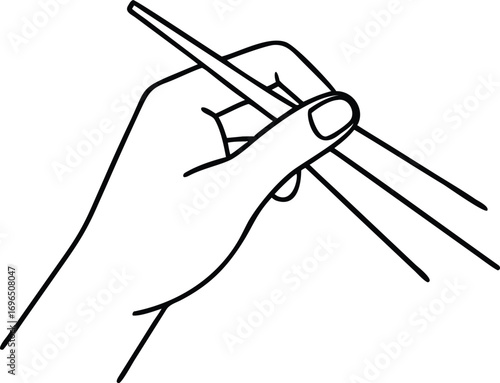 Minimalist clean line drawing of a right hand with transparent background human hand anatomy