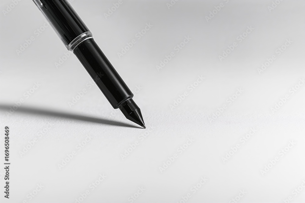 Dark ink pen on a plain white surface Dark ink pen on a plain white surface