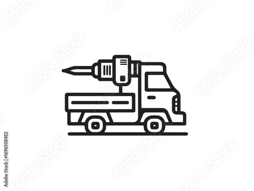 Heavy Duty Post Driver Icon with Minimalist Line Art Design