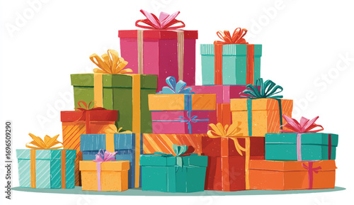 Colorful Stack of Gift Boxes for Holidays and Celebrations perfect for christmas or birthday theme background