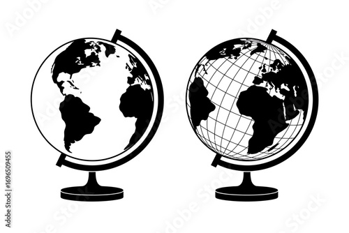 Exploring Our World Two Globe Icons Depicting Geography and Global Perspectives for Education and Design Needs.