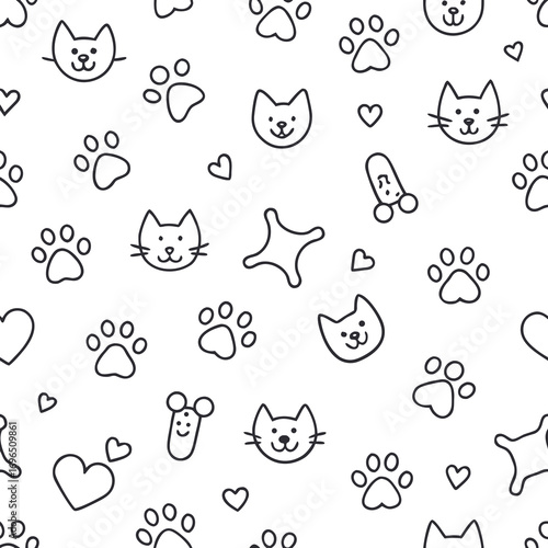 Minimalist Pet Lovers Seamless Pattern Vector