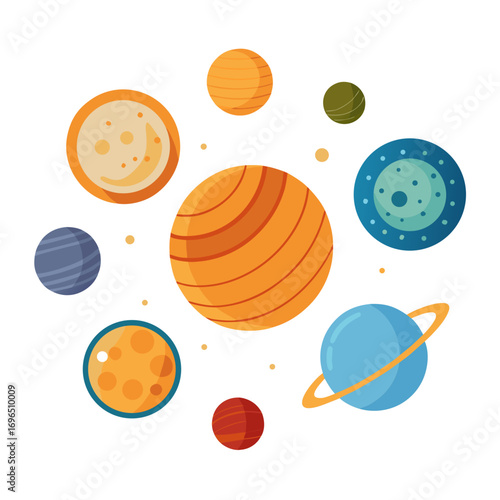 Solar System & Planets Minimalist Vector Set