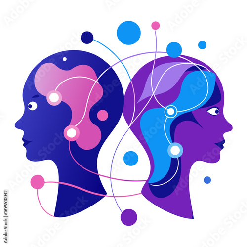 Abstract Connected Human Minds Vector Art