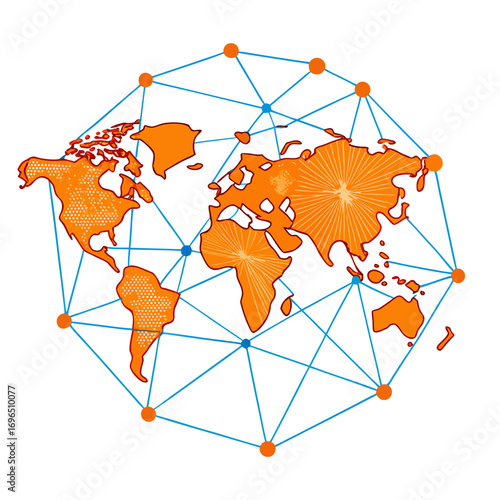 Global Network & Worldwide Connection Vector Map