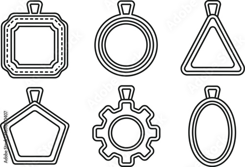 Diverse collection of geometric pendant outlines for jewelry design