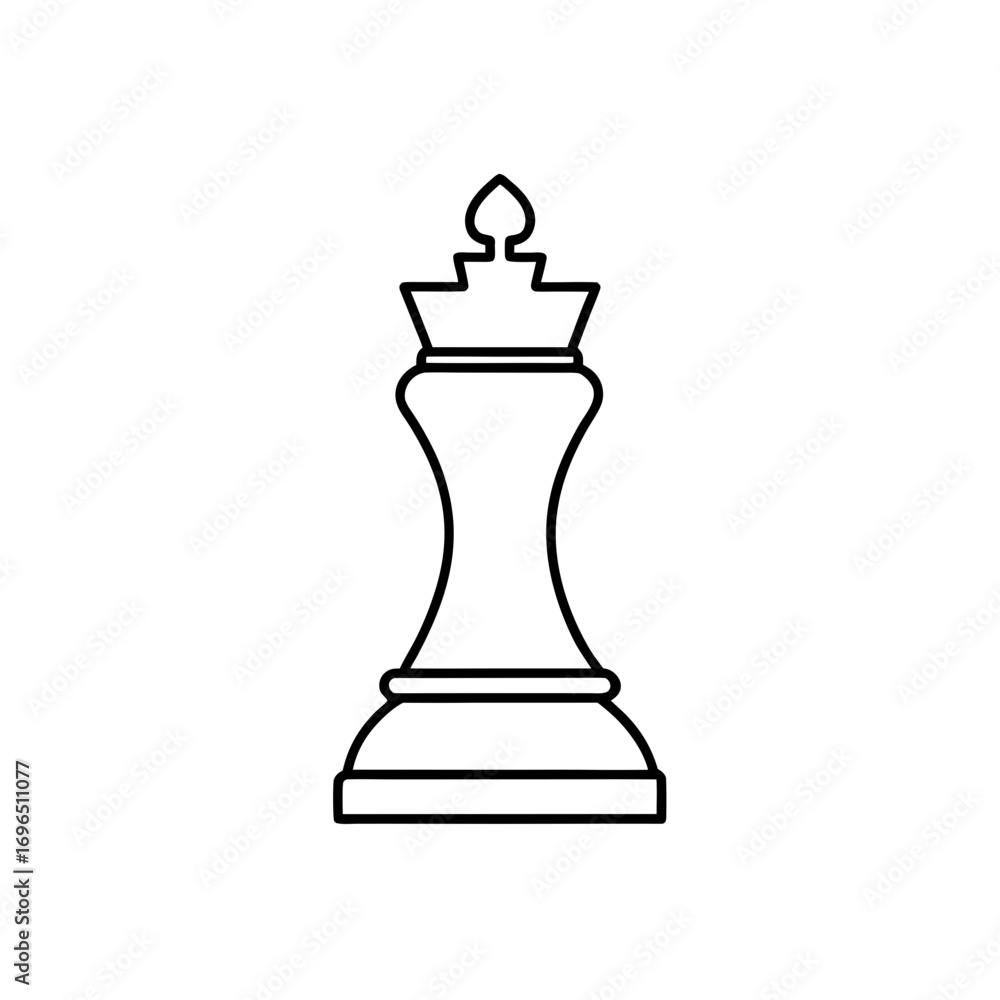 Fototapeta premium Outline drawing of a chess piece king on transparent background